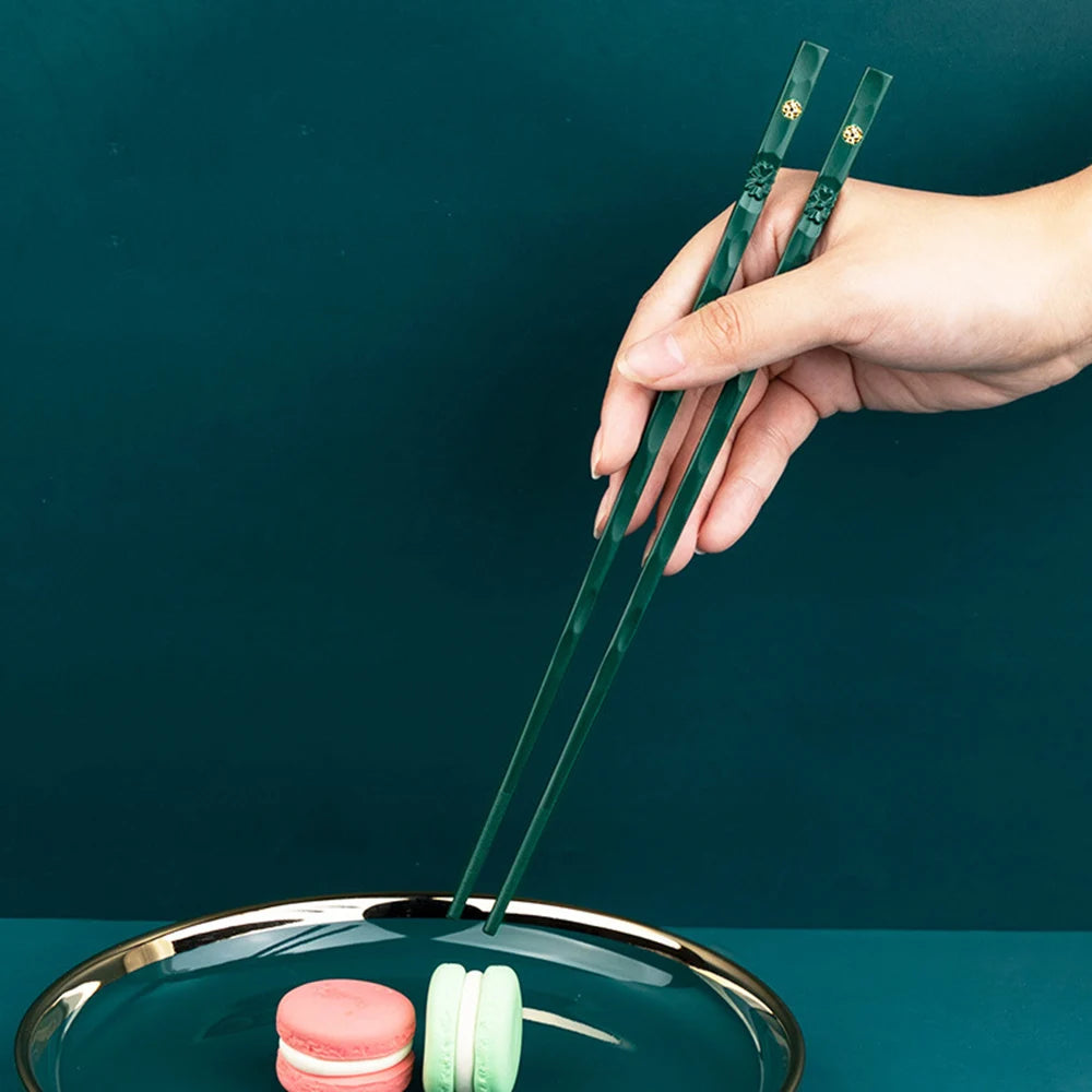 5 Pairs Non-slip Reusable Chopsticks Set Korean Food Sushi Sticks Chopsticks Alloy Chopsticks For Hotel Restaurant Kitchen