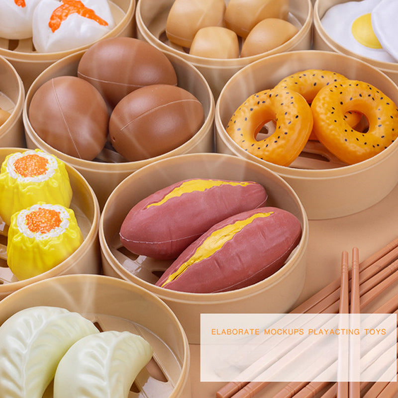 Chinese Breakfast Food Set Chinese Dim Sum Food Cooking Role Play Toys Kitchen Simulation Food Toys Girls Boys Children