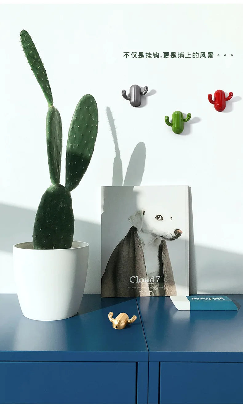 Kitchen Cabinet Storage Cactus Wall Hook Adhesive Practical Pot Plant Wall Hanger Home Decor Organizer Key Rack Bathroom Hook