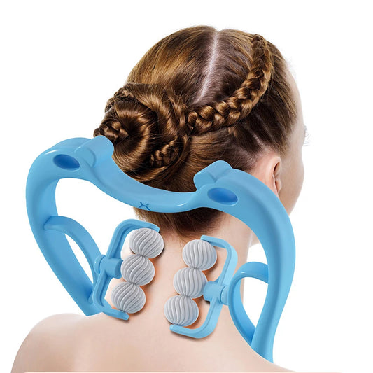 Plastic Neck Massager Therapy Neck and Shoulder Dual Trigger Point Roller Self-Massage Tool Relieve Hand Pressure Deep Massage