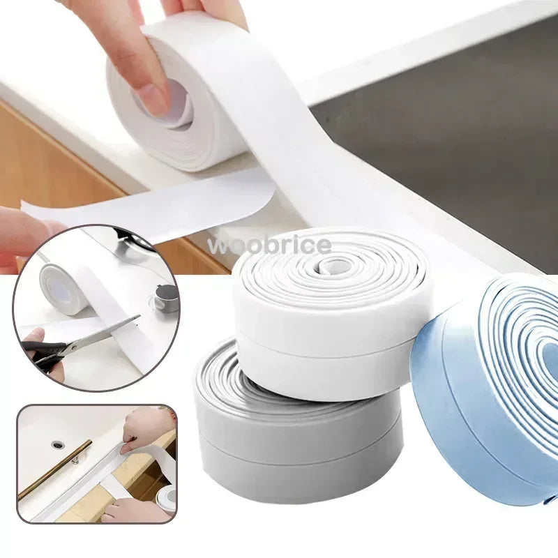 Multifunction Kitchen Self Adhesive Sealing Tape Bathroom Shower Bath Caulk Strip Waterproof Wall Sticker Sink Mold Proof Edge T
