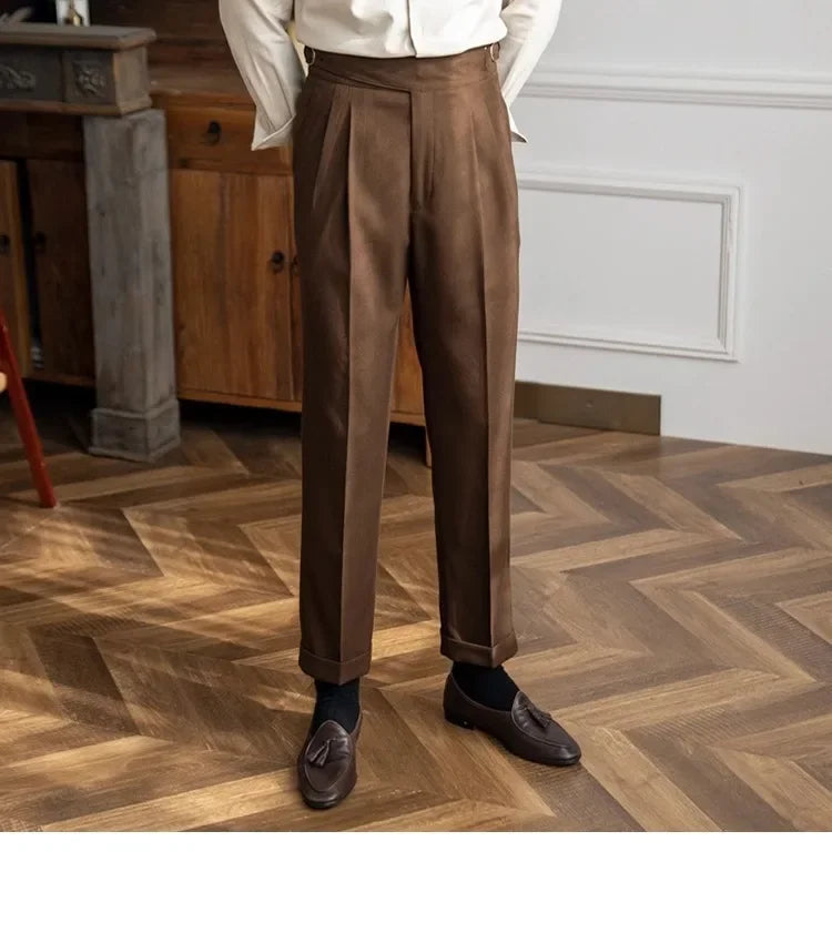 2023 Autumn/winter New Italian Style High-waisted Straight-leg Long Pants Casual Versatile Trousers For British Men