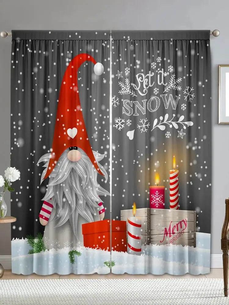 2PC Home Decoration, Printed Curtains, Happy Birthday Cake Merry Christmas, Kitchen, Coffee Shop, Living Room, Balcony, Garden