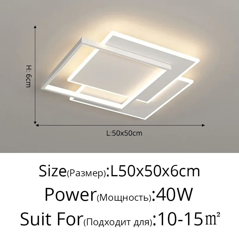 Modern Round Square LED Chandelier Simple Dimming Ceiling Lamps for Living Dining Room Kitchen Bedroom Indoor Lighting Fixture