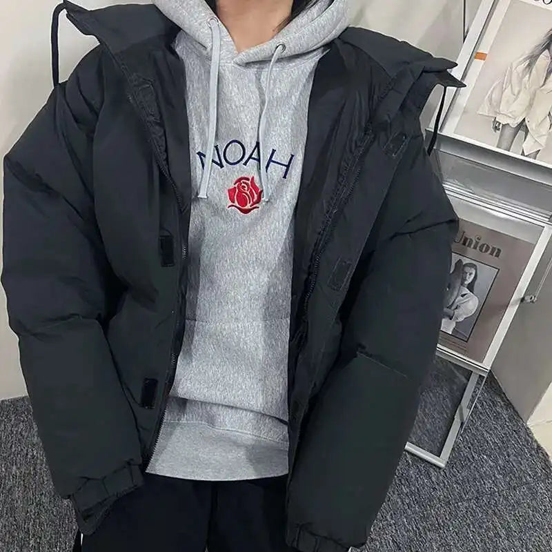 PFHQ Men Cotton Jacket High Street Trendy Winter Bread Coat 2024 Stand Collar Solid Color Long Sleeve Male Tops Casual 21Z7546