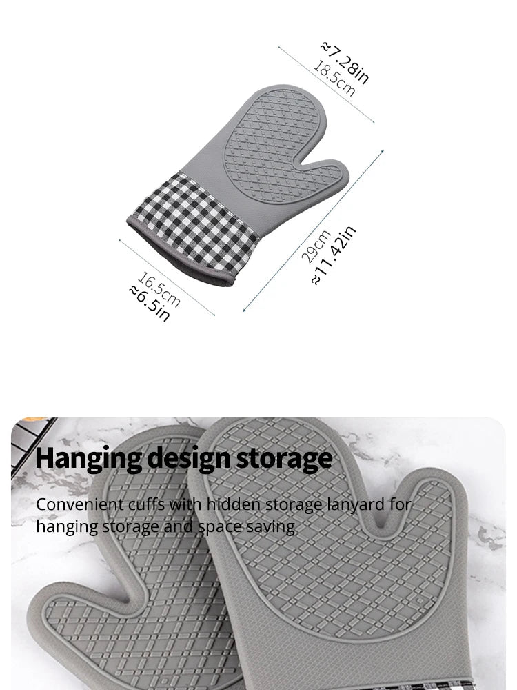Single Oven Gloves Silicone Gloves High Temperature Resistant Anti-burn And Non-slip Kitchen Microwave Baking Dessert Tools