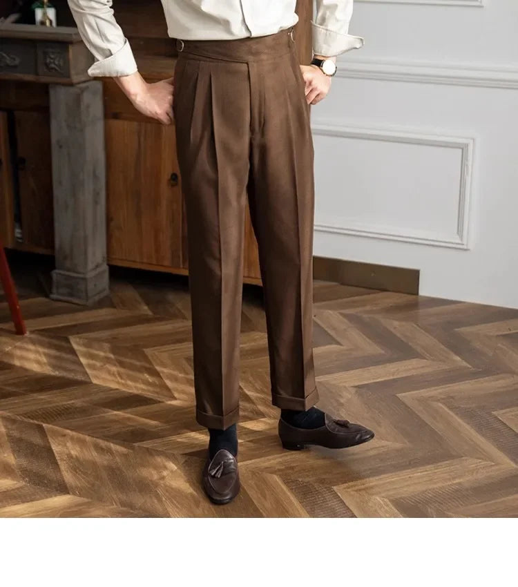 2023 Autumn/winter New Italian Style High-waisted Straight-leg Long Pants Casual Versatile Trousers For British Men