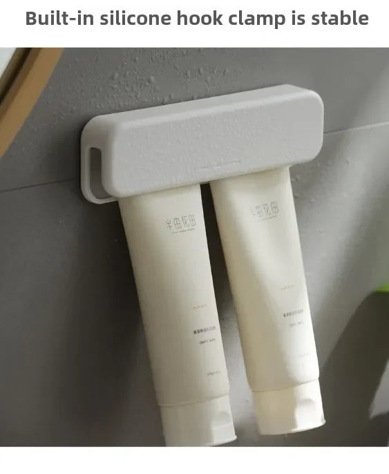 Wall Mounted Toothpaste Holder Bathroom Facial Cleanser Storage Clip No-Drill Toothpaste Squeezer