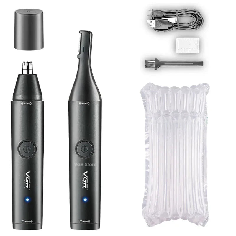 VGR Washable Nose Hair Trimmer Beard Facial Hair Trimer Eyebrow Electric Brow Nose Trimmer 2 In 1 Rechargeable V-613