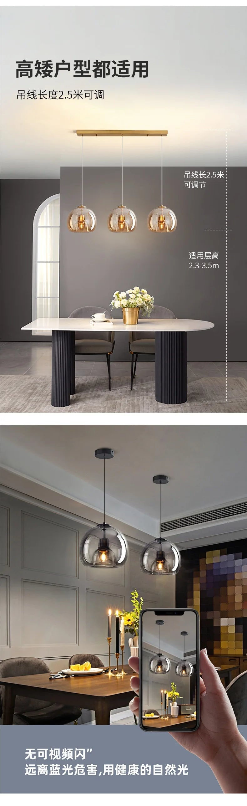 Nordic Restaurant Chandelier Lustre Pendant Lights Minimalist Coffee Shop Dining Kitchen Hanging Lamp Bar Bedroom Bedside Lamp