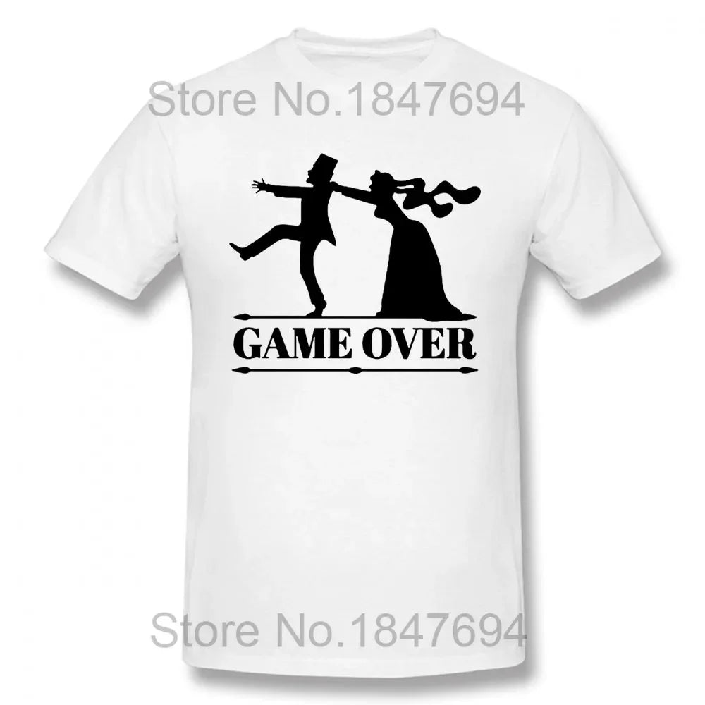 Game Over Bride Groom Bachelor Party T Shirt Funny Tshirt Mens Clothing Short Sleeve Camisetas T-shirt