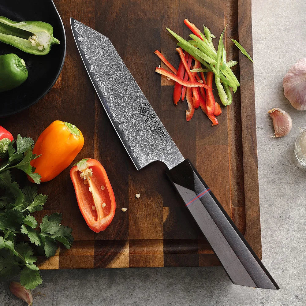 F.YOUNG 5" Japanese Kitchen Utility Knife Damascus Professional Chef Knife Peeling Paring Fruit Vegetable Meat Cooking Tools