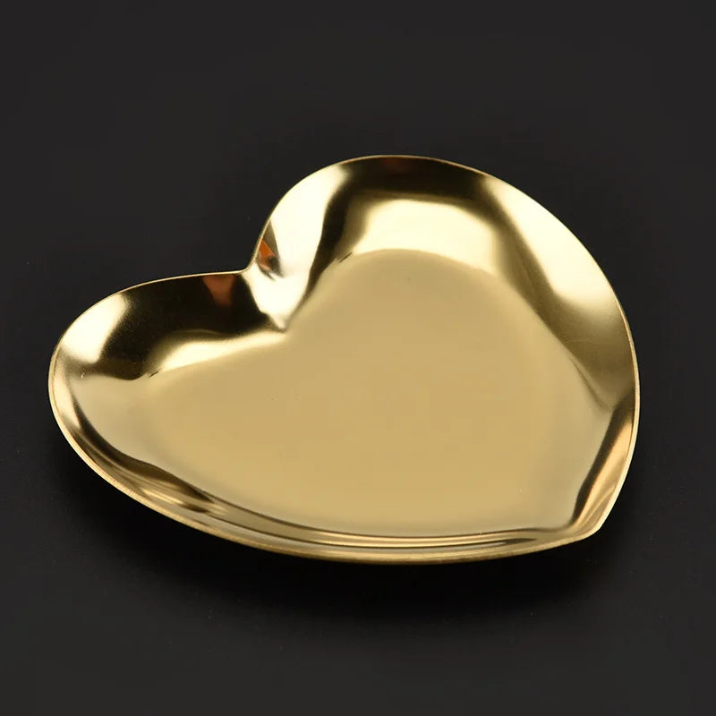 Stainless Steel European Jewelry Storage Tray Metal Cosmetic Storage Oval Cake Fruit Dessert Tray Snack Plate Kitchen Organizer