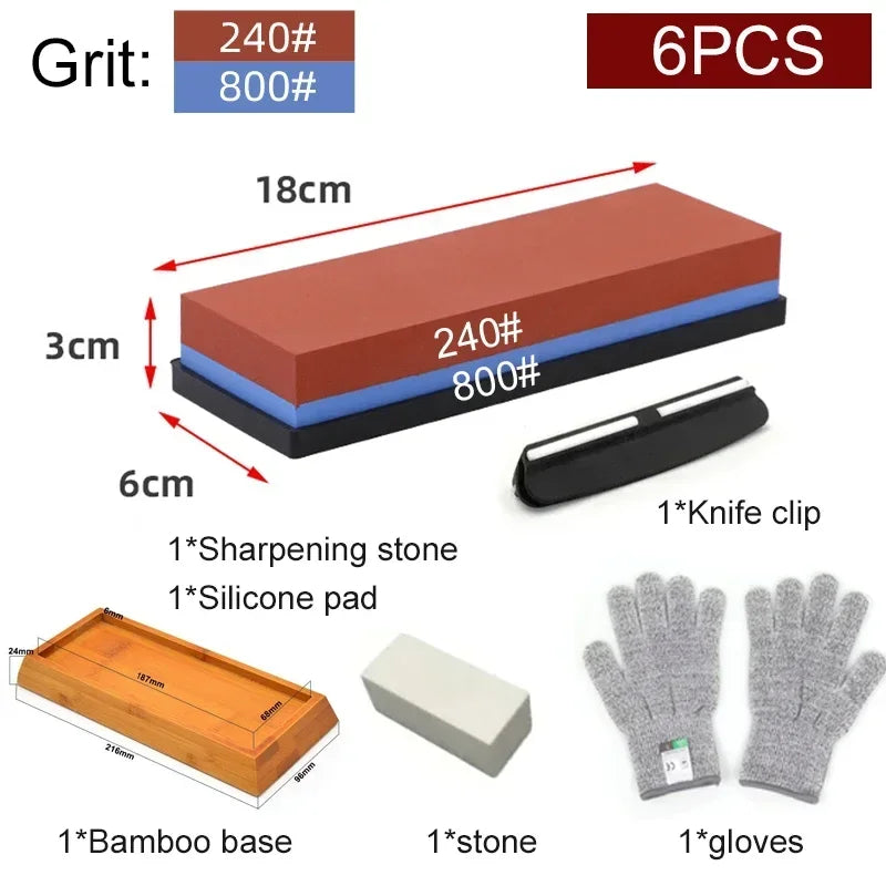 Sharpening Stone Knife Professional Sharpener Whetstone Dual Side Set Grinding Shapner Water Wetstone Kitchen Accessories Tool