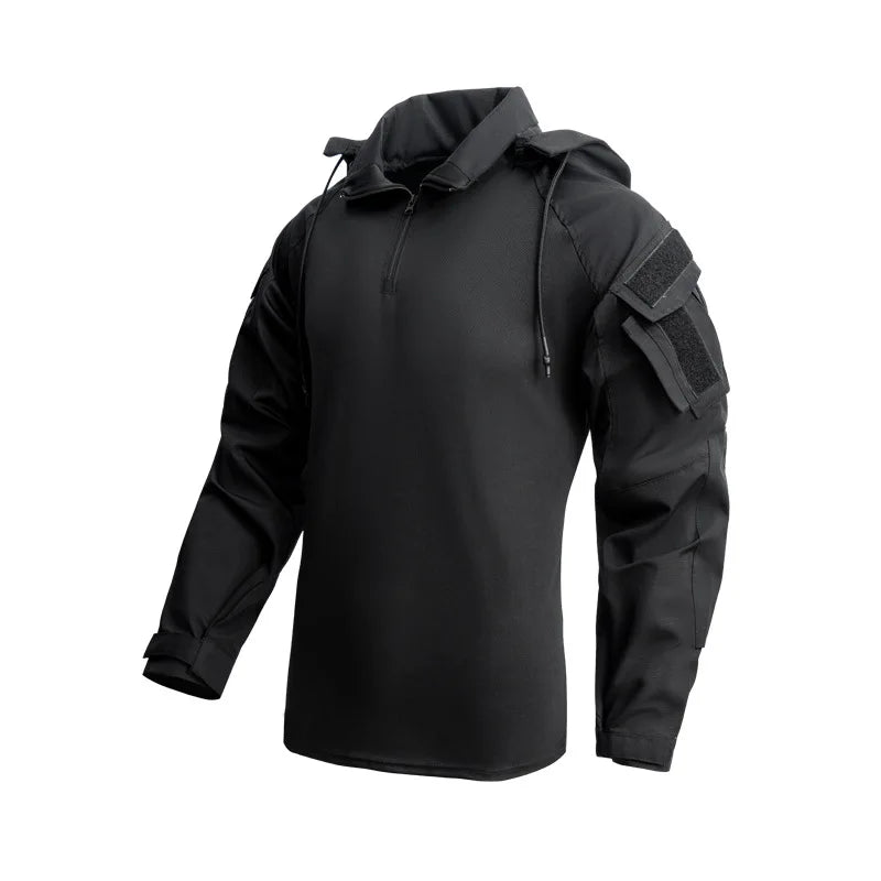 Combat Shirts Hoodies Tops Men Airsoft Tactical Shirt 1/4 Zip Long Sleeve Paintball Camping Hunting Work Clothing Wear Resistant