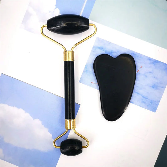 Obsidian Jade Roller Massager Gouache Scraper For Face Facial Skin Care Tools Natural Body Back Beauty Lifting Massagers Rollers