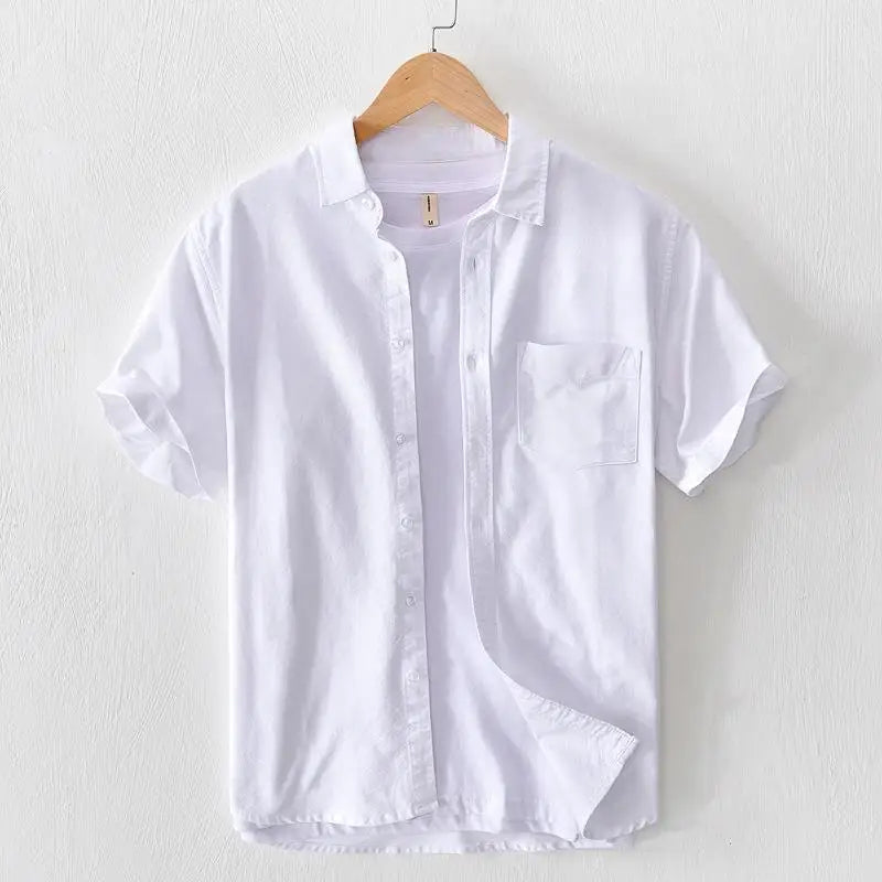 2024High-quality Men Solid Color Short-sleeve Shirts Made 100% Cotton, Suitable for Business  Casual Wear.M-3XL Loose Jacket