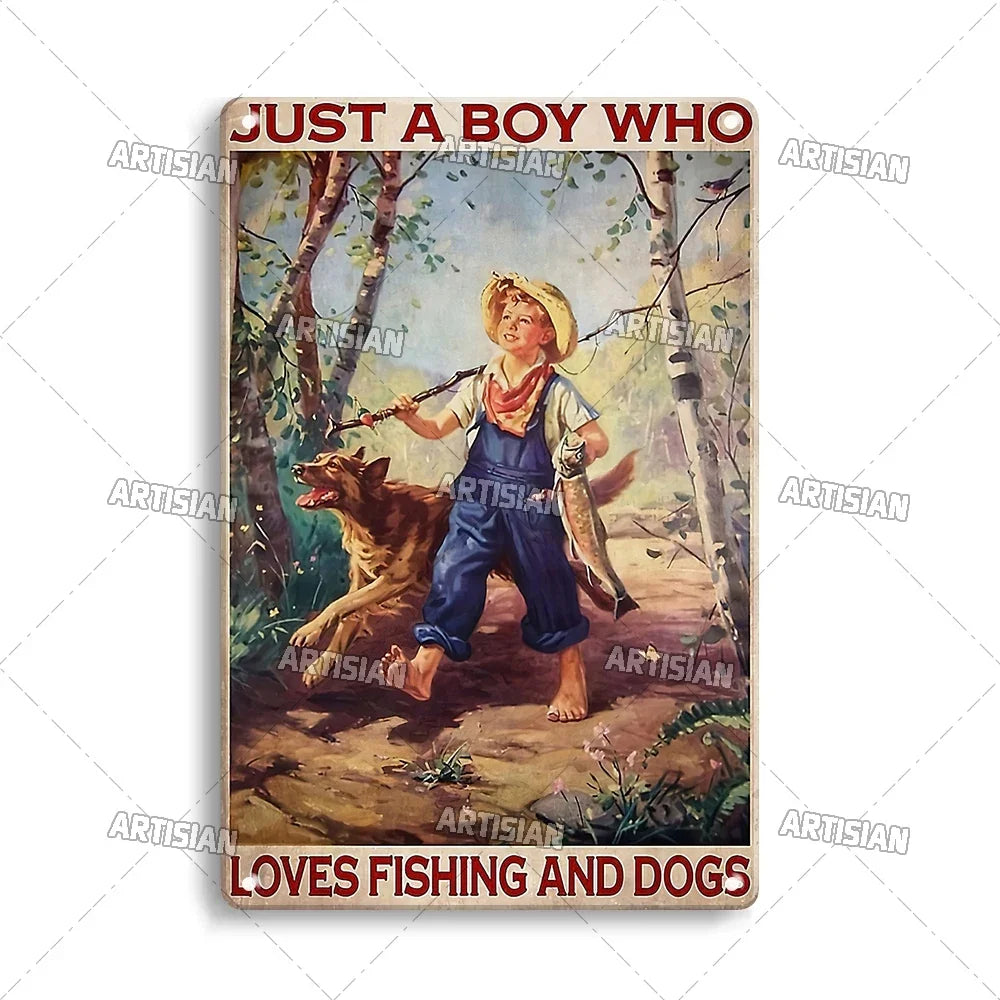 Artisian Fishing Metal Poster Sport Tin Sign Lure Bait Decorative Plaque Wall Decor Garage Bar Pub Club Hotel Cafe Kitchen Home