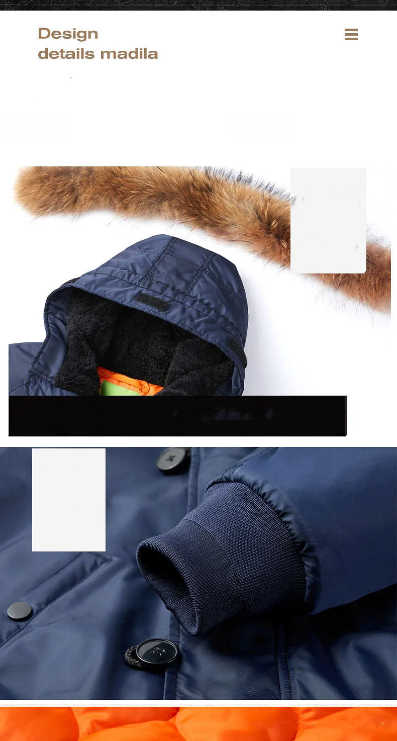 Men's Winter Military Tactical Parkas Thick Fur Collar Puffer Bomber Jackets Male N2B Outdoor Windproof Long Windbreaker Coats