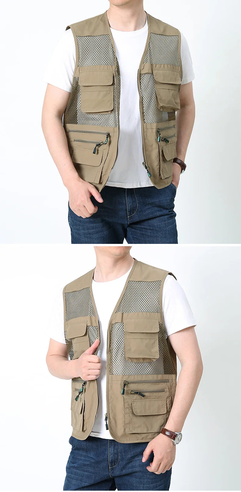 Summer Thin Mesh Vest Outdoor Sportsfor Jackets Bigsize Bomber Sleeveless Vest Casual Tactical Work Wear Camping Fishing Vests