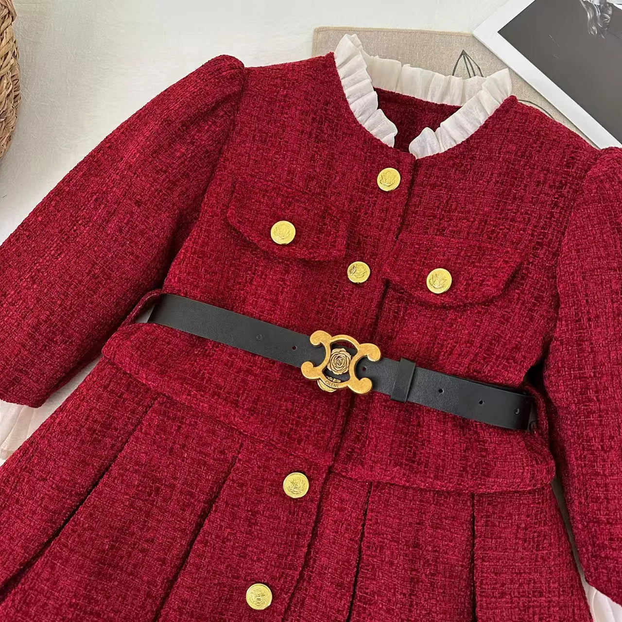Girls Casual Dresses Pleated Dress with Fleece and Thickening Princess Dress for Girls 2 To 7 Years Kids Clothes for Girls