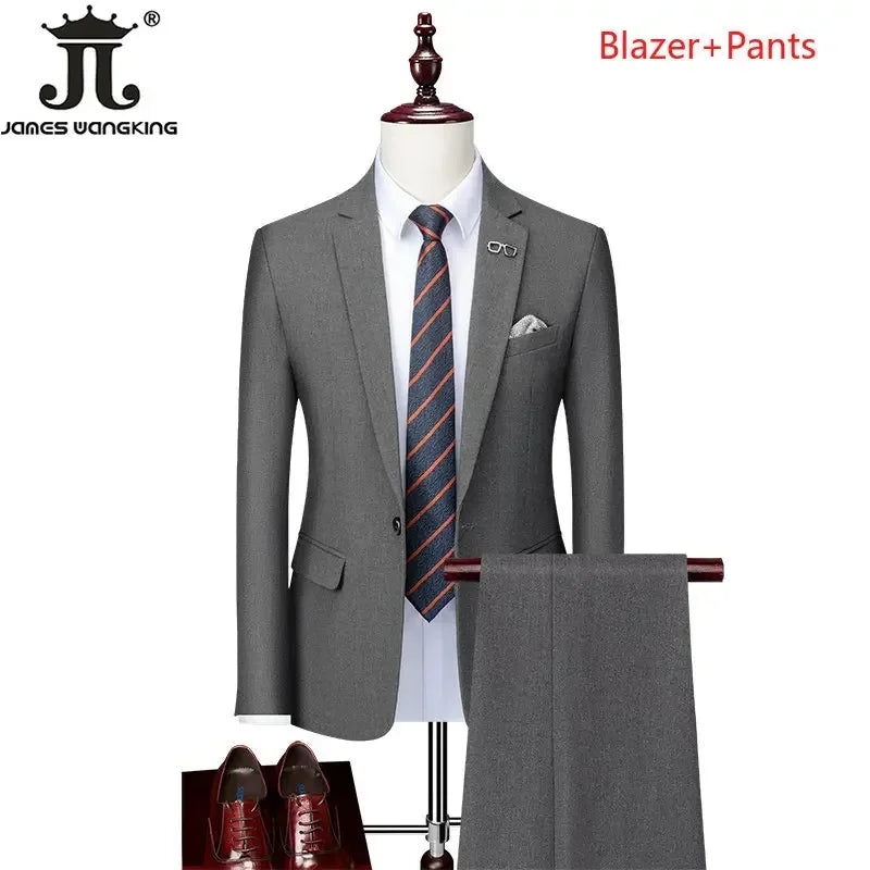 Blazer and Vest and Pants Boutique Fashion Solid Color Men's Casual Formal Office Business Suit Groom Wedding Dress Party Suit