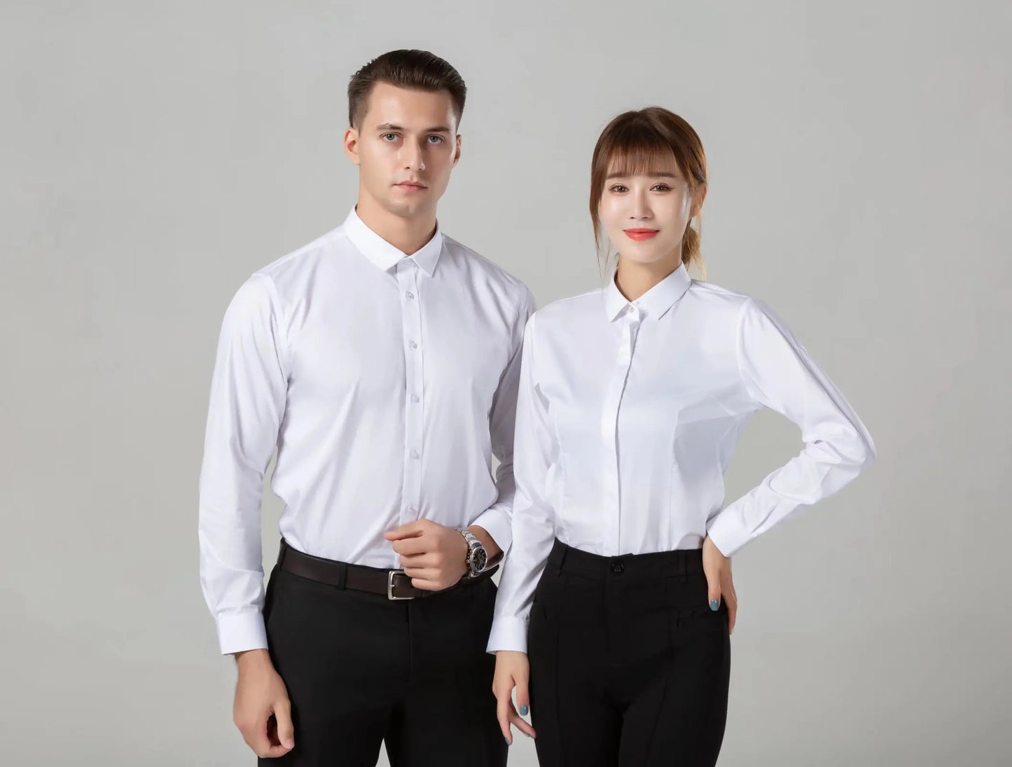 Professional Shirts Men Women Long-Sleeved Short-Sleeved White Gray Blue Workwear Shirt Suits 4S Shop Customized Embroidered log