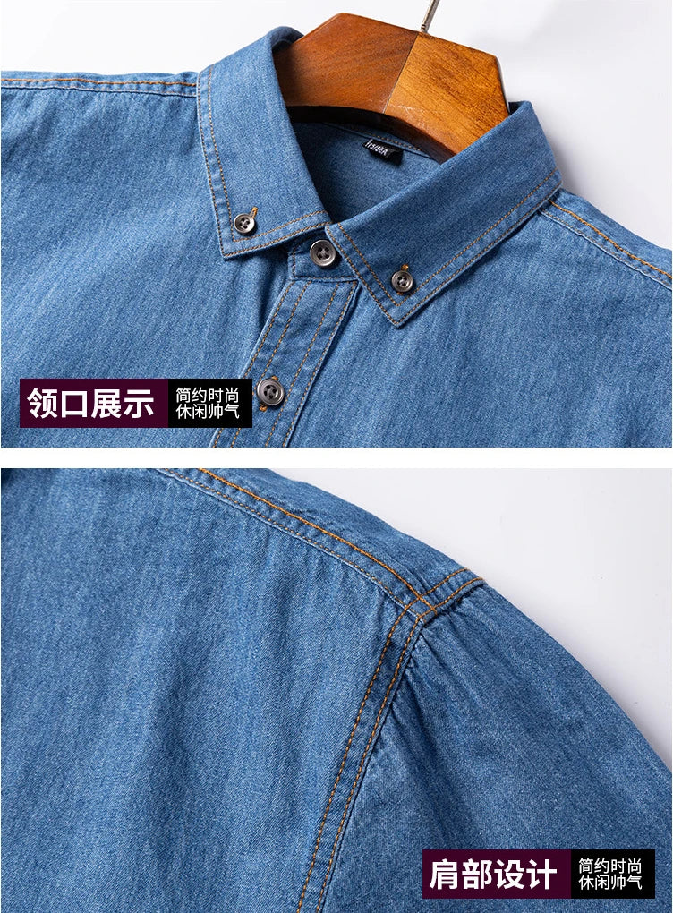 2023 Spring and Autumn Enzyme Washed Men's Long Sleeve Denim Shirt Pure Cotton Casual Fashion Outerwear Versatile Men's Clothing
