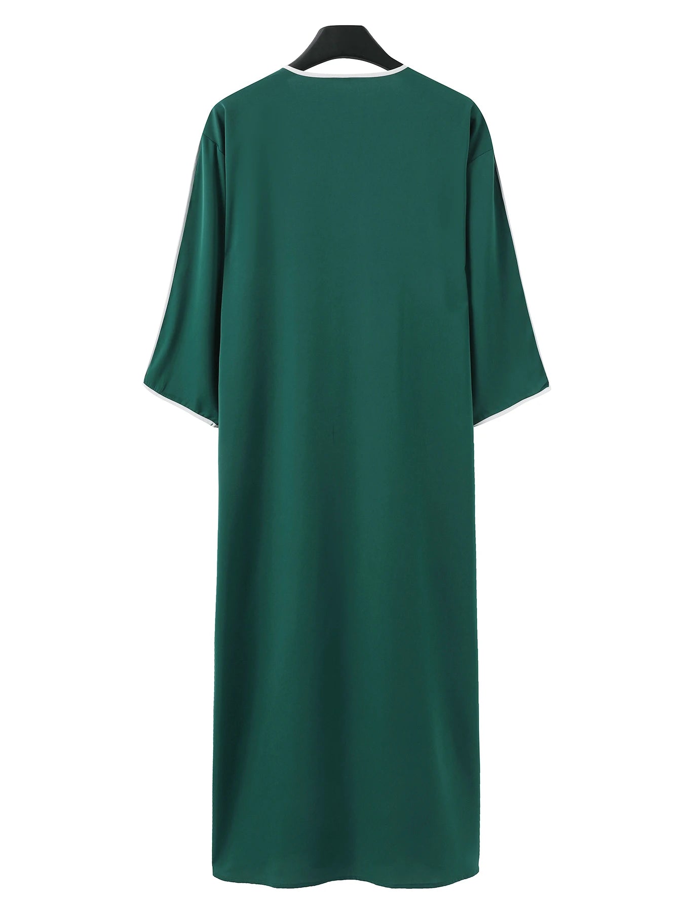 New Moroccan Green Arab Robe for Men Traditional Islamic Casual Clothing Embroidered Muslim Robe