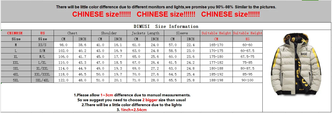 DIMUSI Winter Men Padding Jacket Fashion Male Thicken Down Thermal Parkas Casual Outwear Windbreaker Hooded Coats Man Clothing