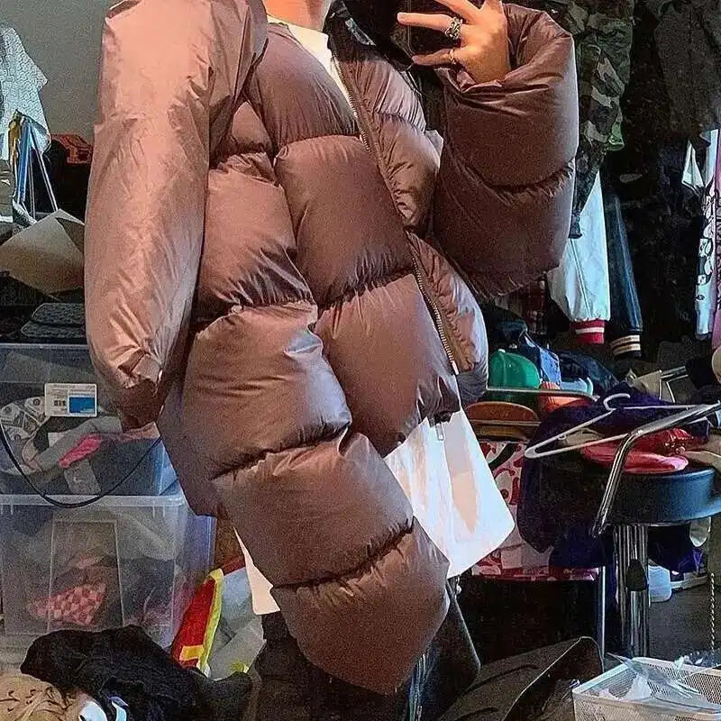 HKSH Autumn Winter New Men Tide Cotton Padded Jacket Scarf Collar Thick Long Sleeve Zipper Bread Chic Trendy RO Style Coat H2840