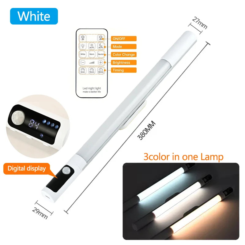 Motion Sensor Light Night Light USB Type C Rechargeable Lights Cabinet Lights For Kitchen Remote control Digital display LED
