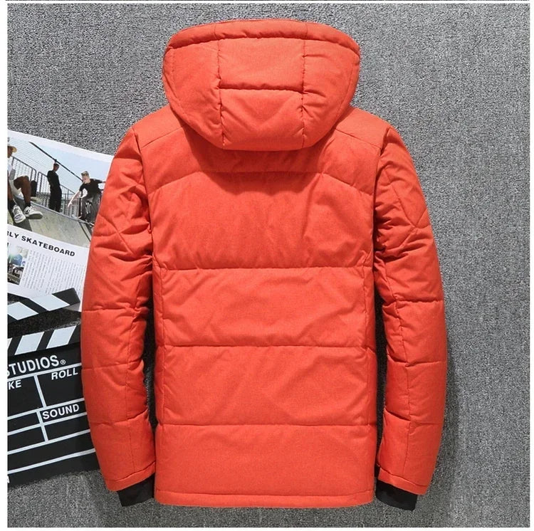 New Male Warm Hooded Windproof Winter Down Jacket Outerwear Men's Down Jacket Snow High Quality White Duck Thick Parkas