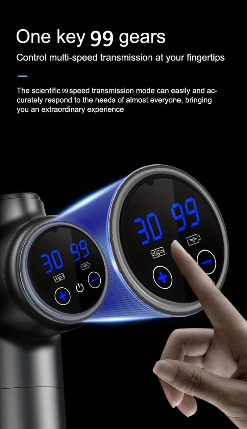 Massage Gun Fascia Deep Muscle Relax Body Neck Massager 99 Level Electric Fitness Equipment Noise Reduction Male Female