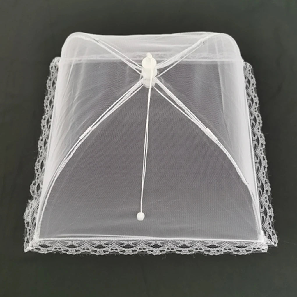 Food Mesh Cover Folding Household Kitchen Dish Umbrella Reusable Lace Protect Against Mosquitoes Fly Bug Plate Protector Food