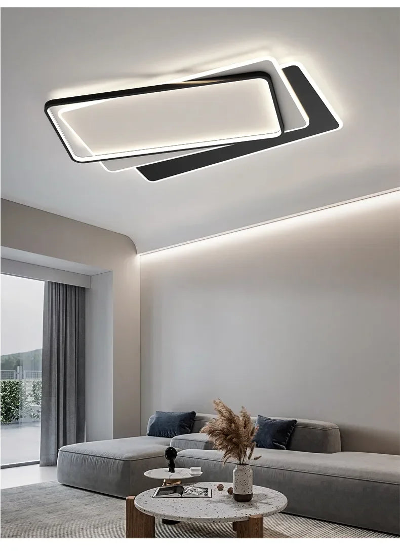 Modern Round Square LED Chandelier Simple Dimming Ceiling Lamps for Living Dining Room Kitchen Bedroom Indoor Lighting Fixture