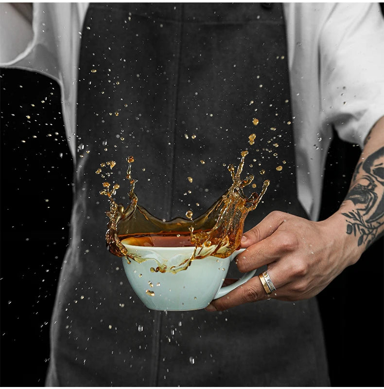 MHW-3BOMBER 280ML Esspresso Cup Saucer & Spoon Ceramic Tea Mugs Set Home Kitchen Accessories Chritmas Gifts for Coffee Lovers