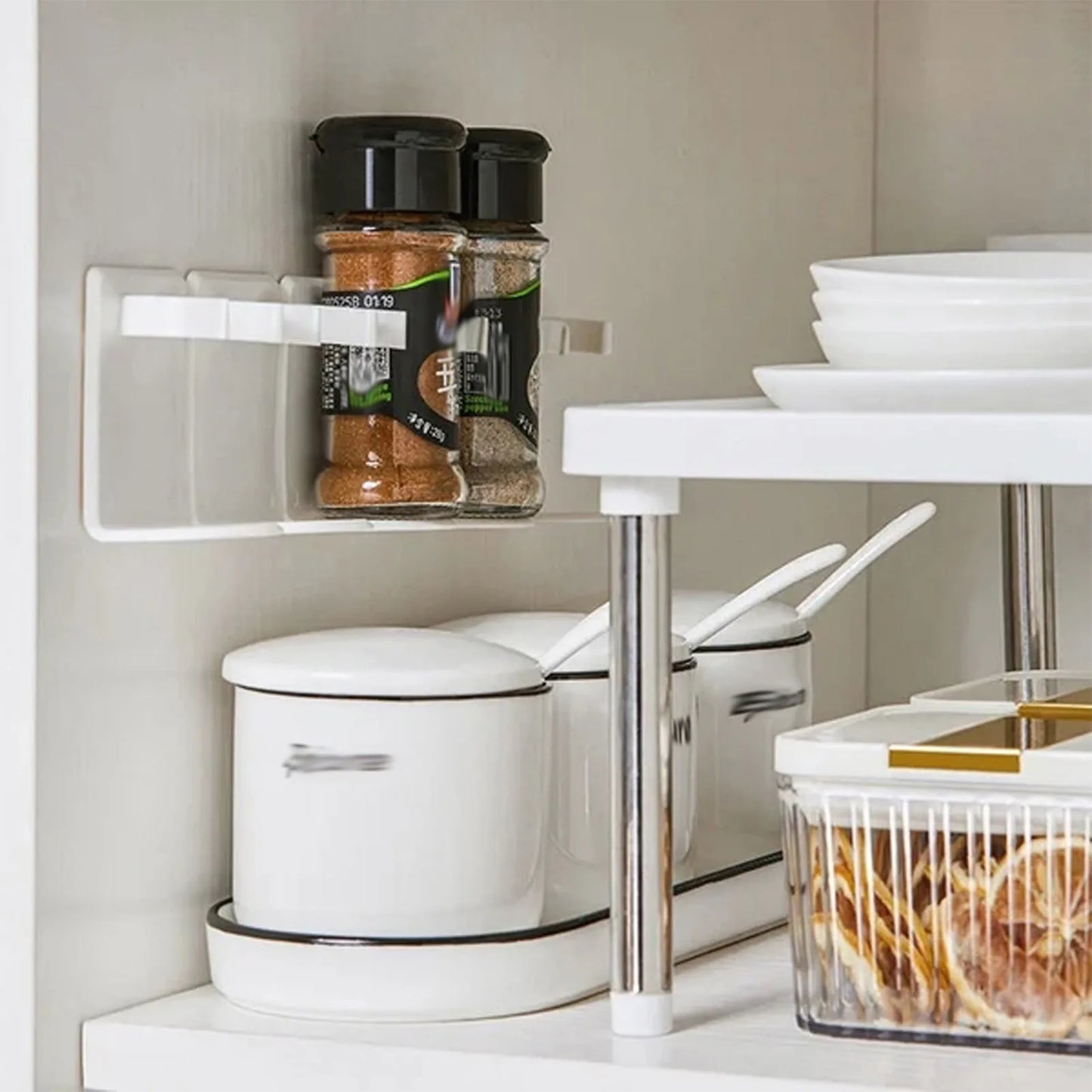 Wall Mounted Spice Jar Holder Kitchen No-Punching Storage Rack for Kitchen Bathroom Living Room Home Bottle Jar Organizer Racks