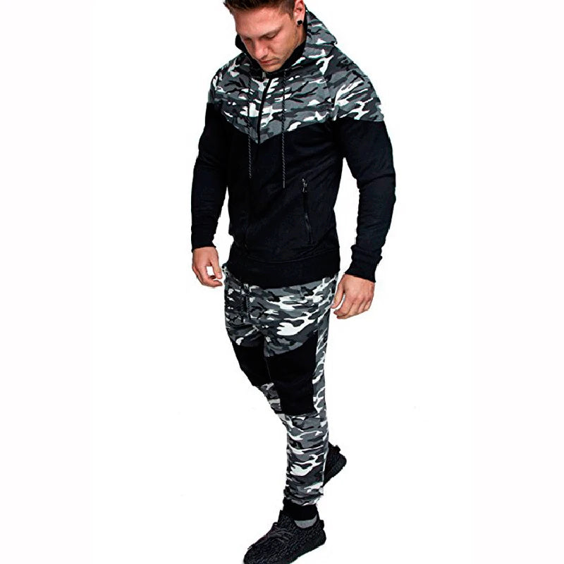 Men's Tracksuit Military Hoodie Sets Camouflage Hooded Leisure Suit Man Sweatshirt Pants Tactical Sweat Sports Suit