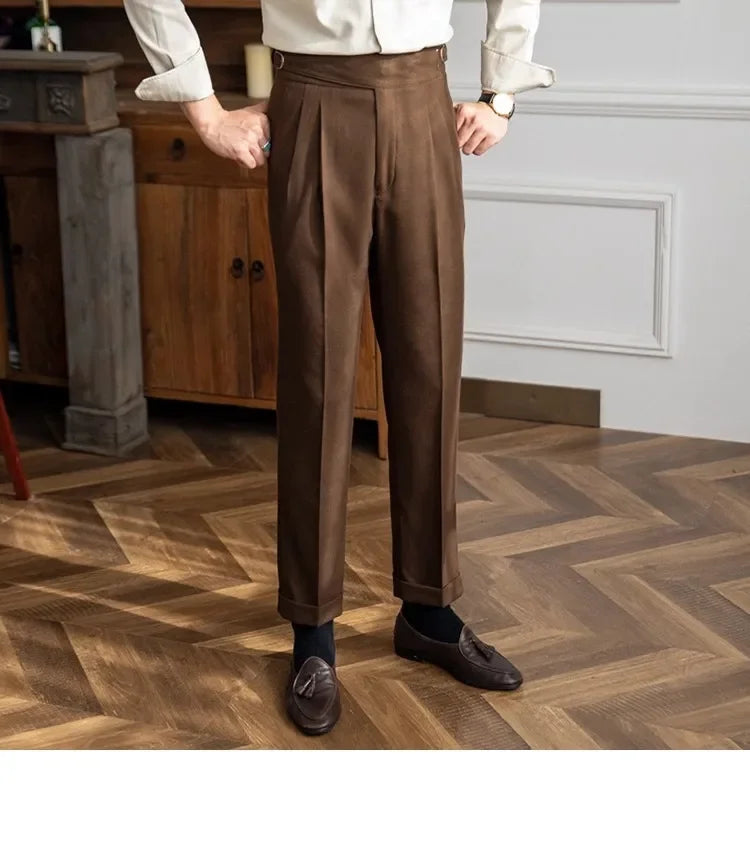 2023 Autumn/winter New Italian Style High-waisted Straight-leg Long Pants Casual Versatile Trousers For British Men