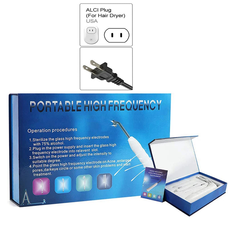 Portable High-Frequency Skin Treatment Stick Machine, Commercial Electrotherapy Machine, Neon Argon Mixed Facial Stick