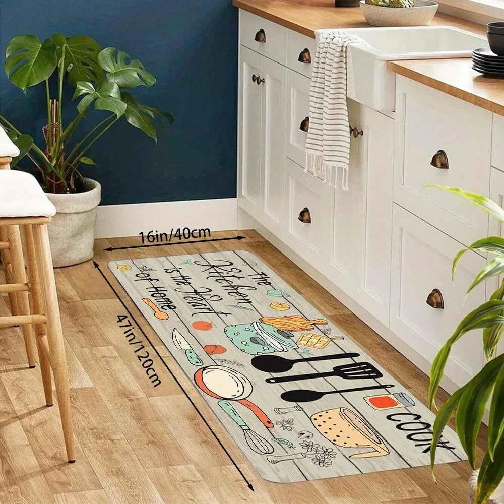 1PC, cartoon knife and fork kitchen waterproof door carpet mat, kitchen mat, can wash home decoration carpet mat