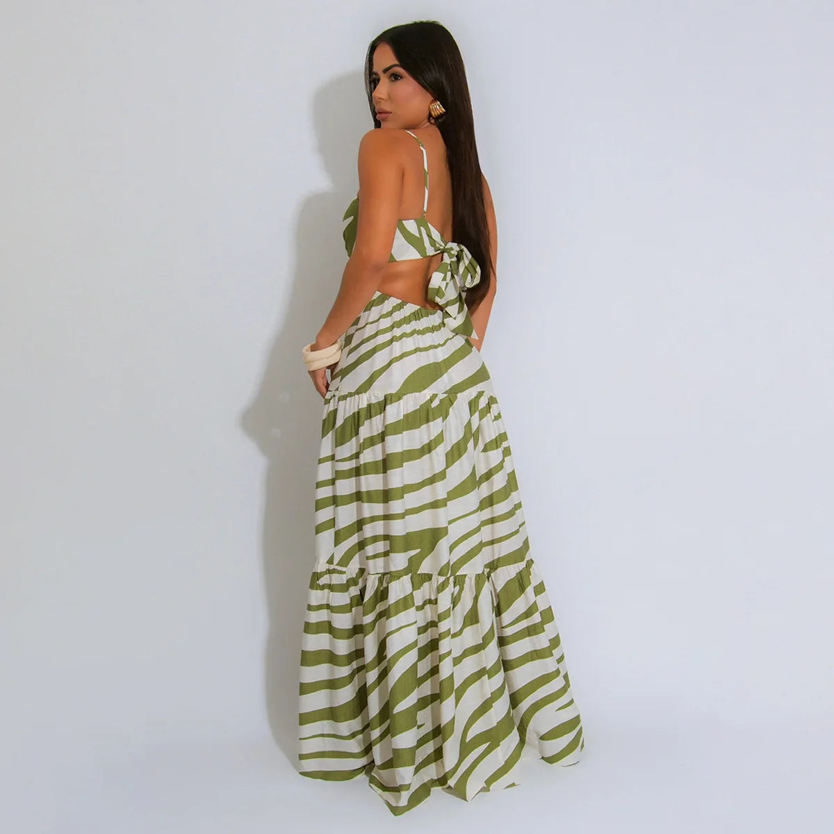 CM.YAYA Printed Women Strap Sleeveless Backless Long Dress 2025 Birthday Beach Evening Sexy Night Party Maxi Dresses Vestidos