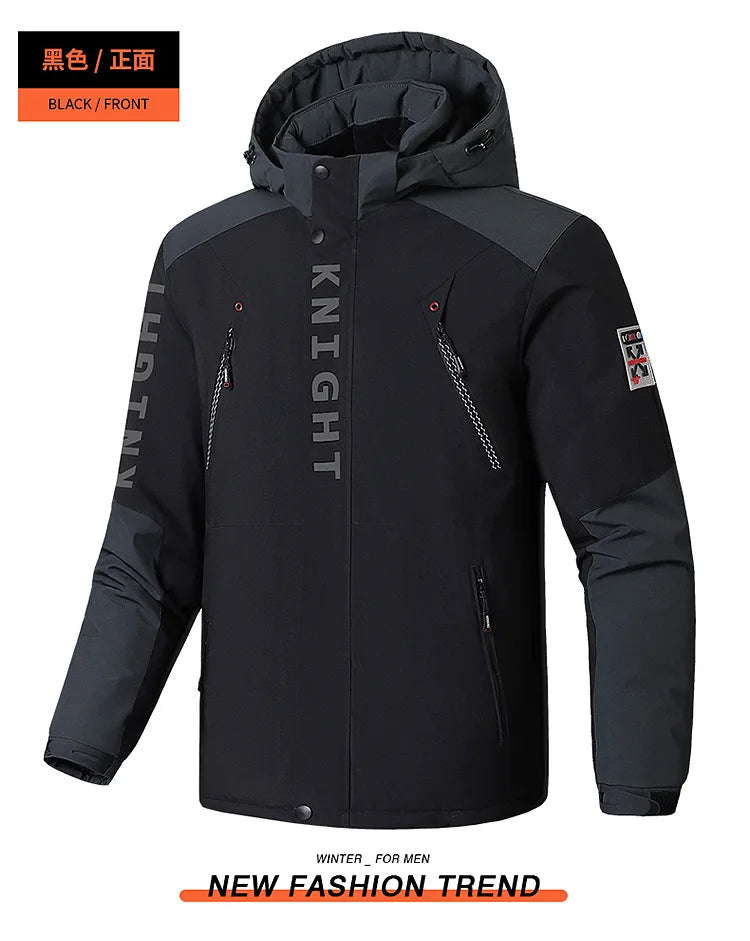 2024 Men's Winter Jacket Hooded Fleece Warm Parka Men Black Plush Coat Male Big Large Size Outerwear 9XL Windbreak Autumn Anorak
