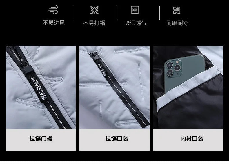 New Autumn Winter Jacket Men Cotton Padded Jacket Korean Fashion Streetwear Casual Jacket Men Stand Collar Coats Jackets 4XL 5XL