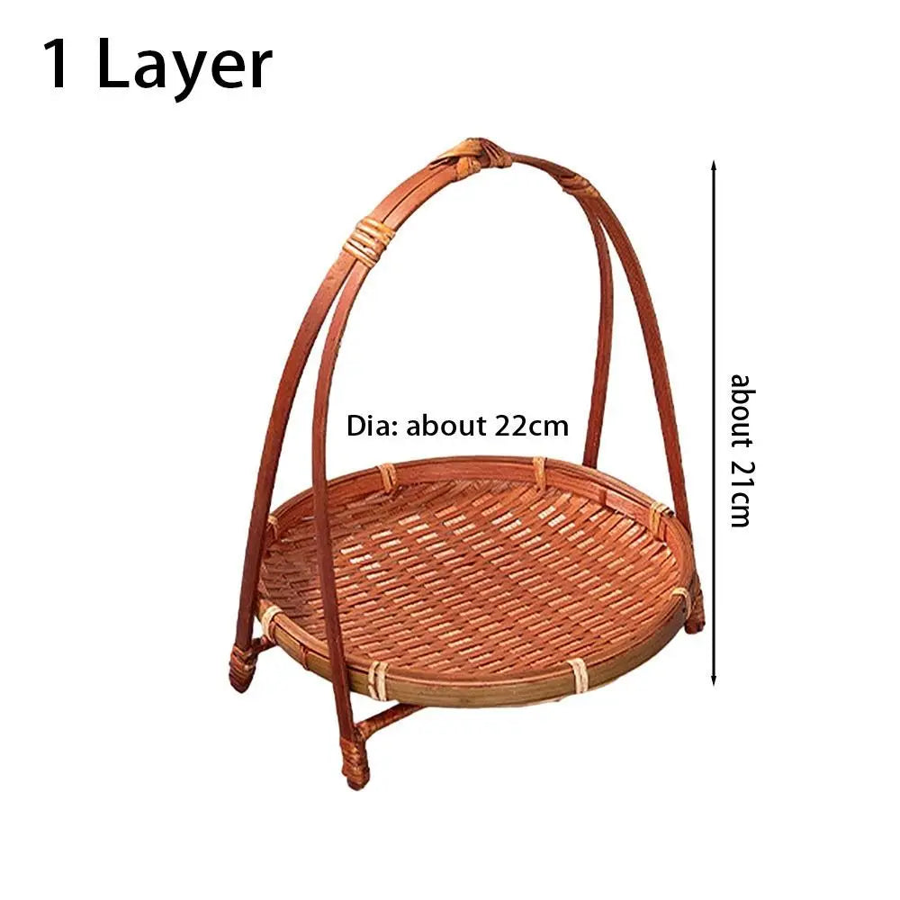 Bamboo Fruit Basket Standing Trays Serving Trays Woven Fruit Basket Bread Basket for Kitchen Dining Room Restaurant Picnics Desk