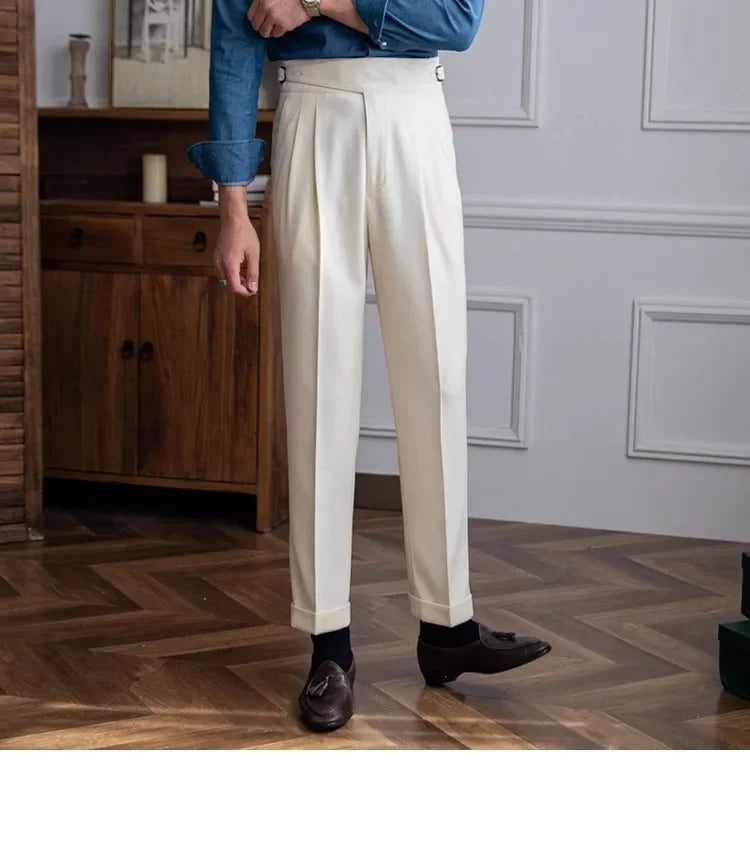 2023 Autumn/winter New Italian Style High-waisted Straight-leg Long Pants Casual Versatile Trousers For British Men