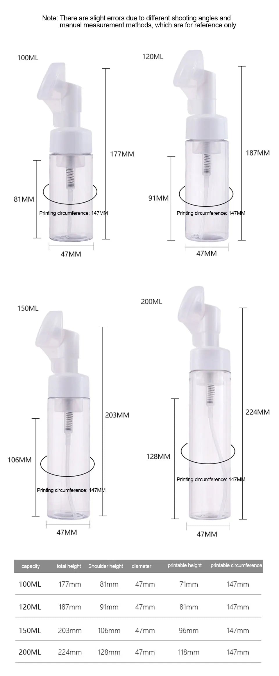 Soap Foaming Bottle Facial Cleanser Foam Maker Bottle with Silicone Clean Brush Portable Facewashing Mousse Foam Bottles