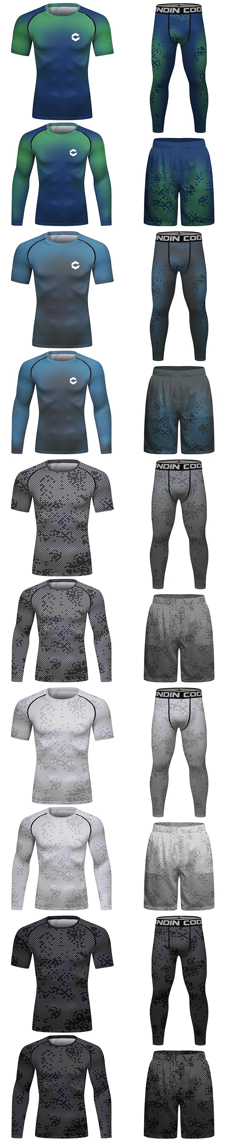 Rashguard Sportsuits men's Kimono Jiu Jitsu Mma T-shirt+Pants Sets Muay thai Shorts Bjj Rashguard for Men Gym Boxing Jerseys