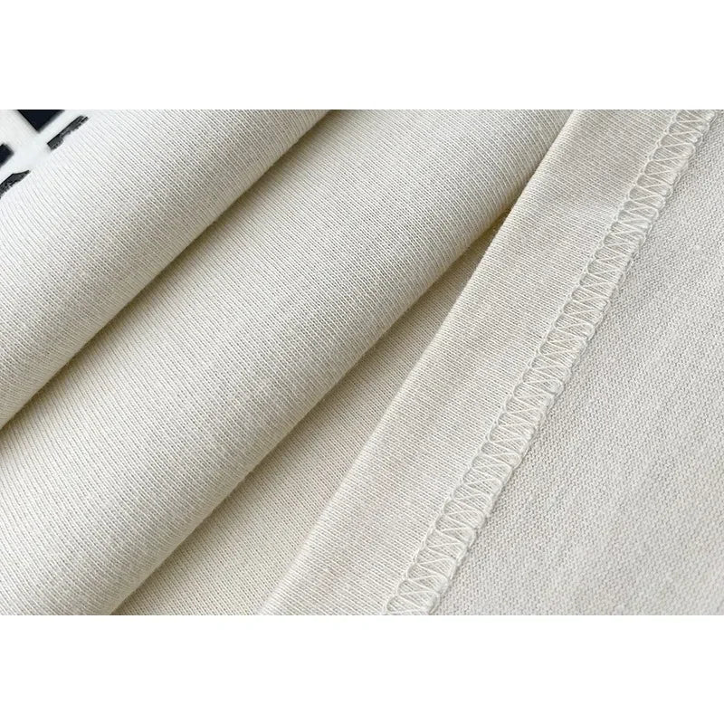 Season 7 Double Lined Back Two Rows Silicone Letter Men's Short Sleeve Classic Brand High Street Round Neck T-shirt Pullover Top